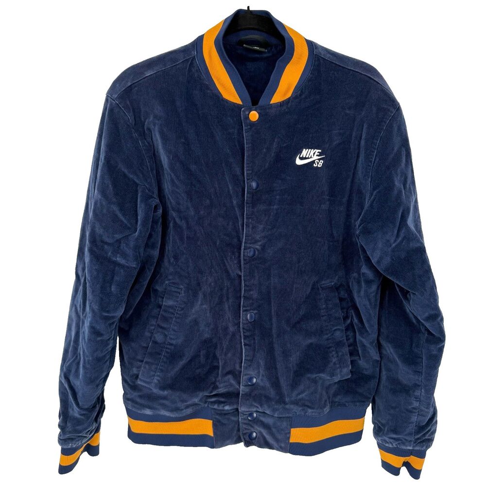 Nike SB Skateboard Corduroy Bomber Varsity Jacket Men's Size S Blue CK5445-410